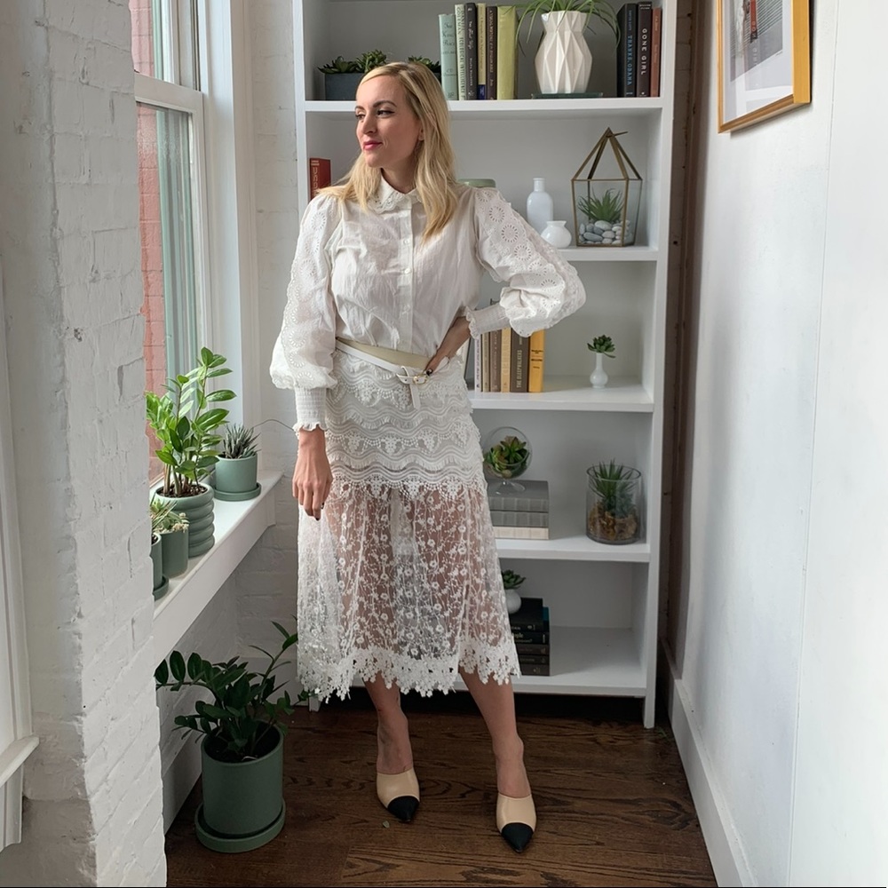 Lace midi skirt